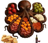 Uhngw - Plato de charcutería de pulpo, plato temático de pulpo, bandeja náutica para servir queso, tabla de charcutería, pulpo, regalo para amantes de los mariscos y artistas