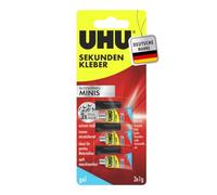 UHU 50820 Super Glue Minis Gel - Super rápido y extremadamente fuerte pegamento en prácticos mini tubos - 3 x 1 g