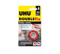 UHU Doublefix - Cinta adhesiva invisible de doble cara, ultrafuerte, transparente, rollo de 1,5 m x 19 mm