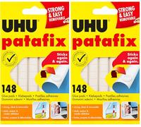 UHU Patafix Original - Pastillas adhesivas precortadas, reposicionables, blancas, 148 pellets (Paquete de 2)