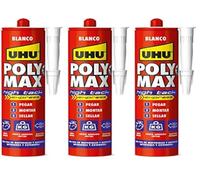 UHU Poly Max High Tack Express, Sellador y Adhesivo de Montaje Extrafuerte, Blanco-425g (Paquete de 3)