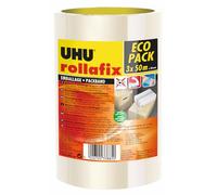 UHU Rollafix - Cinta de embalaje (3 x 50 m), transparente