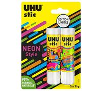 UHU Stic - Palitos de pegamento sin disolventes, edición limitada de neón blanco, lote de 21 g