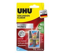 UHU Pegamento Superglue Gel extra fuerte – 3 x 1 g con caja para plástico, metal y madera