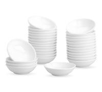 UIBFCWN Juego de 30 Cuencos para Salsa, Aperitivo y Mermeladas - Mini Cuencos Redondos de Porcelana para Soja y Barbacoa, 7,6 x 2cm