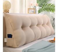 UIHECTA CojíN CuñA Triangular, Almohada De Lectura De Cabecera, Respaldo Cabecero Desmontable, CojíN Lumbar De CuñA, Refuerzo De Apoyo De Posicionamiento, para HabitacióN, DiváN,Beige,L180×W20×H50cm