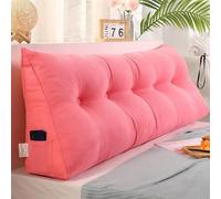 UIHECTA CojíN CuñA Triangular, Almohada De Lectura De Cabecera, Respaldo Cabecero Desmontable, CojíN Lumbar De CuñA, Refuerzo De Apoyo De Posicionamiento, para HabitacióN, DiváN,Rosado,L180×W20×H50cm