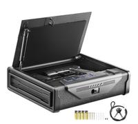 VEVOR Caja Fuerte Biométrica para Pistola de Acero para 2 Pistolas con 3 Formas de Acceso de Huella Dactilares, Contraseña y Llave Caja Fuerte para Armas para Joyería Documentos Pistolas, 26x18x5 cm