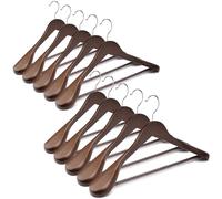 Uinicor Paquete de 10 perchas de madera para abrigos, perchas de hombro ancho con soporte antideslizante para pantalones, perchas de ropa resistentes, perchas de traje para hombres, para mujeres, para