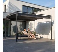UISEBRT 3x4 m Pérgola metálica impermeable estable resistente al invierno, pabellón con techo de laminillas, protección solar para sombrilla independiente con techo corredizo para jardines y terrazas