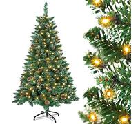 UISEBRT Árbol de Navidad Artificial con Luces LED, Efecto nevado, con Soporte de Metal, Árbol de Navidad de PVC para Decoración Navideña, 150cm