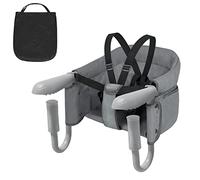 UISEBRT Asiento de mesa plegable para bebé, silla alta para bebé, elevador de asiento para niños con pinzas antideslizantes y cinturón de seguridad, trona portátil para niños, silla de viaje para casa