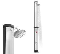 UISEBRT Ducha solar de 40 litros, ducha solar de jardín de 216 cm de alto, cabezal de ducha de lluvia giratorio, máx. 60 °C, ducha exterior con grifo y juego de conexión para piscina, jardín y camping