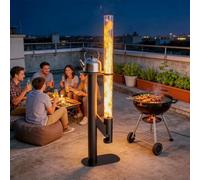 UISEBRT Pellets - Tubo de fuego de 183 cm con cepillo de limpieza y superficie de cocción, antorcha de pellets con caja de recolección de cenizas, estufa de pellets sin humo para jardín, terraza