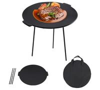 UISEBRT Sartén de hierro fundido para parrilla Ø 45 cm, parrilla redonda de 3 patas, preparada para una cocción perfecta, soporte para horno holandés, incluye bolsa de protección