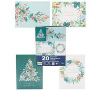 UK Greetings - Caja de 20 tarjetas de Navidad con follaje de invierno variadas en 4 diseños