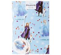 UK Greetings Disney Frozen - Papel de regalo para cumpleaños, niñas, 2 hojas y 2 etiquetas, diseño de dibujos animados con Anna, Elsa y Olaf