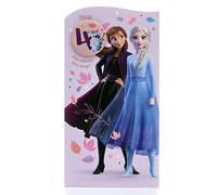 UK Greetings Disney - Tarjeta de cumpleaños número 4 para ella/niña con sobre, diseño de Frozen con Elsa y Anna