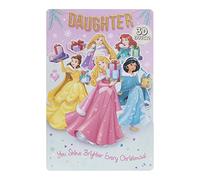 UK Greetings Disney - Tarjeta de Navidad para hija, diseño de princesas