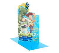 UK Greetings Disney Toy Story - Tarjeta de 3er cumpleaños para él/niño, diseño de insignia