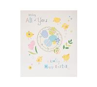 UK Greetings Linda tarjeta de Pascua - Tarjeta de Pascua para todos ustedes - Bonita tarjeta de Pascua con pollitos, multicolor, 159 x 184 mm