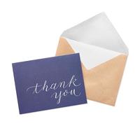 UK Greetings - Paquete múltiple de 50 tarjetas de agradecimiento para él/ella/amigo, diseño azul marino, perfecto para bodas, baby showers y agradecimiento al profesor