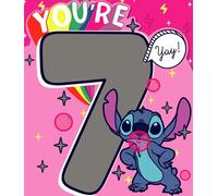 UK Greetings Tarjeta de 7º cumpleaños de Lilo & Stitch de Disney para niña