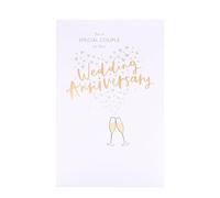 UK Greetings Tarjeta de aniversario de boda para una pareja especial, diseño de corazón y champán, gama Thinking of You