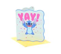 UK Greetings Tarjeta de felicitación de Lilo & Stitch de Disney | Para todas las ocasiones | Gracias, cumpleaños, felicitaciones | ella/él | Yay! Diseño | Con sobre | 15,9 x 18,4 cm