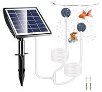 UKSUNVI - Bomba de aire solar, aireador solar de 2 W para estanque con batería de repuesto 2200 mAh, bomba de aire para hidroponía, apta para pesca al aire libre, estanques, acuarios