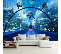 Ukwcdskk papel pintado mural mundo submarino delfín ballena 3d tridim