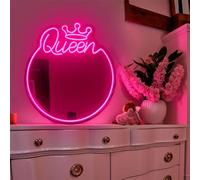Ulalaza Espejo acrílico de neón LED con Forma de corazón/Gato/Letra/Espejo de Bruja Ondulado decoración de Pared gótica romántico Lindo para Dormitorio hogar Estudio Dormitorio decoración de Boda