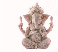 Ulalaza Estatua de elefante de piedra arenisca Ganesha Buda hecha a mano