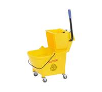 ulsonix Carro de Limpieza con Prensa y Cubo de 24 L Prensa con Mango Engomado para Mopa hasta 130 mm 4 Ruedas Carro de limpieza industrial Carro de fregar para hostelería Carrito para fregar suelos
