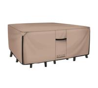 ULTCOVER Mantel rectangular resistente para mesa de patio, lona resistente 600D, impermeable, para exteriores, mesa de comedor y sillas, funda para muebles de uso general, tamaño 126 pulgadas de largo