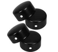 ULTECHNOVO Accesorios de Soporte Fijo para Pasamanos de Escalera de Acero Inoxidable, Tapas Redondas Negras para Cubierta de Extremo de Madera, Resistentes Corrosión Mantenimiento