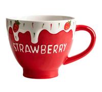 ULTECHNOVO Taza de Cerámica Roja Diseño Creativo y Base Plana para Fiesta Verano, Taza Multifunción Adecuado para Café y Leche Hogar