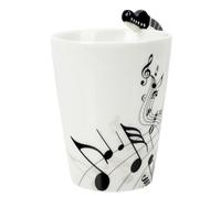 ULTECHNOVO Taza Musical de Cerámica 400ml para Café y Desayuno en Casa | Uso Práctico y Limpieza Sencilla, para Familias y Picnics, Diseño Creativo Símbolo Musical y Guitarra Color Aleatorio