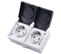 ULTECHNOVO Toma de Corriente de Pared con 2 Puertos, 250 V 16, Ip44, Color Blanco, a Prueba de Salpicaduras, para Hotel y Lugares Públicos