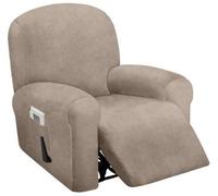 ULTICOR 4 piezas, 1 funda de asiento reclinable, fundas elásticas de terciopelo para sofá reclinable de 1 cojín, funda de sofá reclinable de un solo asiento, gruesa, muy suave, lavable a máquina (gris