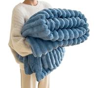 Ultra-Soft Faux Rabbit Fur Throw Blanket with Fluffy Warm Throw Blanket for Cozy Winter Nights - Reversible Thick Blanket (50"x60") in Elegant Tie-Dye Charcoal for Bed & Couch (Blue,70.86*78.74in)