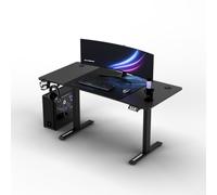 Ultradesk - Escritorio Regulable en Altura Level V2 - Escritorio eléctrico para el Ordenador - 140x68 cm, para Juegos, teletrabajo - Juego con Alfombrilla de ratón XL - Negro, Azul