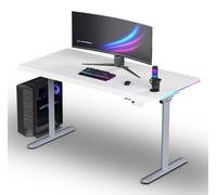 ULTRADESK QUEST Escritorio gaming eléctrico regulable, gris y blanco, 140 x 70 cm