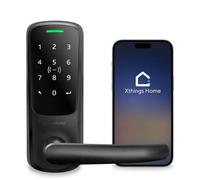 ULTRALOQ Latch 5 - Cerradura inteligente WiFi integrada con NFC, cerradura de puerta de entrada sin llave 5 en 1 con Bluetooth, mango inteligente con teclado (negro)