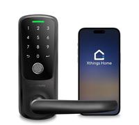 ULTRALOQ Latch 5 World's First Built in WiFi Smart Lock (Black) with Fingerprint ID, 5-in-1 Keyless Entry Electronic Door Handle with Bluetooth, Biometric Fingerprint and Touch Digital Keypad