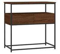 ULUYYUC Mesa consola marrón efecto roble 75 x 40 x 75 cm mesa auxiliar | Mesa de pasillo resistente con patas ajustables y marco de metal. Mesa de sofá compacta para dormitorio