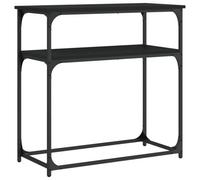 ULUYYUC Mesa consola negra 75 x 35,5 x 75 cm metal madera | Moderna mesa de pasillo con estructura de metal y estante para pasillo, salón o dormitorio. Diseño compacto con protección