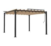 ULUYYUC Pérgola con techo de láminas, 3 x 3 m, aluminio, color topo | Lanzador de sombra flexible con listones ajustables para patio, piscina y jardín. Estructura de aluminio resistente.