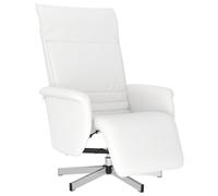 ULUYYUC Sillón de relax de piel sintética, color blanco, giratorio 360° | Sillón reclinable ergonómico para el salón, marco de metal resistente y acolchado suave.