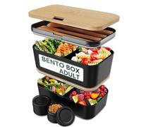 Umami Bento Lunch Box Fiambrera, Haya Negra, 1500 ml